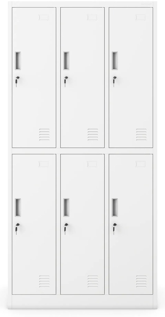 Szafka socjalna ubraniowa BHP biała: 6-drzwiowa IGOR 900 x 1850 x 450 mm