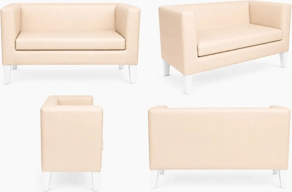 Sofa Monaco : Kolor nogi - Biała, Kolor tkaniny - EKO-SKÓRA - 18D, Typ tkaniny - Eko-skóra , Wysokość nogi - 20 cm