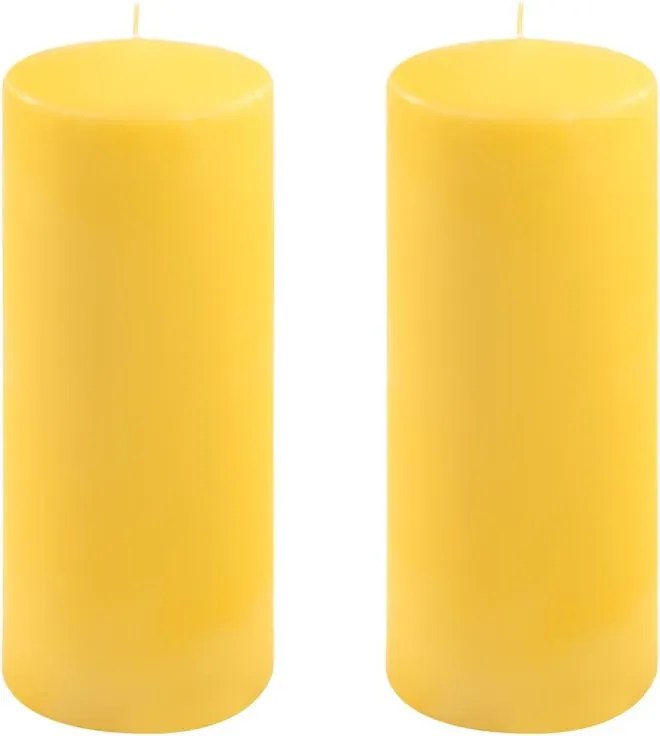 Zestaw świec filarowych, 25 cm, Ø 10 cm, żółte, 2 szt.