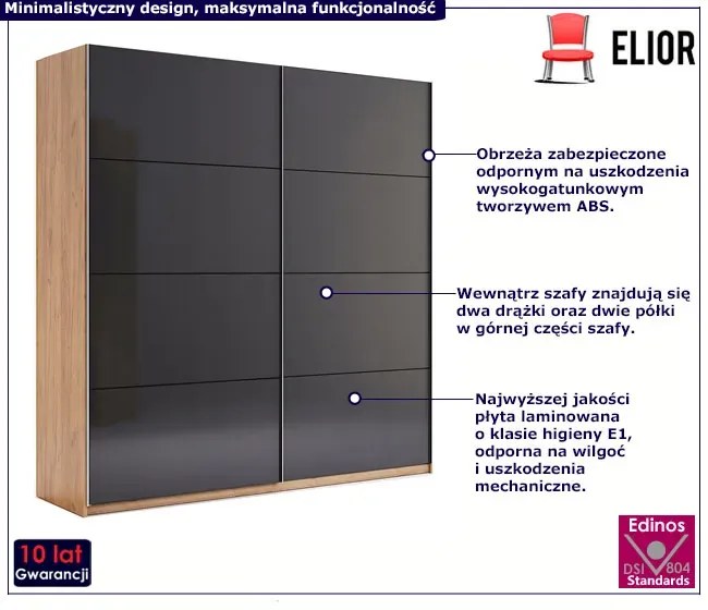 Nowoczesna szafa uchylna dąb craft + lava mat L5-P69