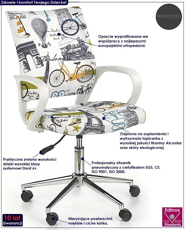 Fotel obrotowy do biurka dla dzieci A0-D36