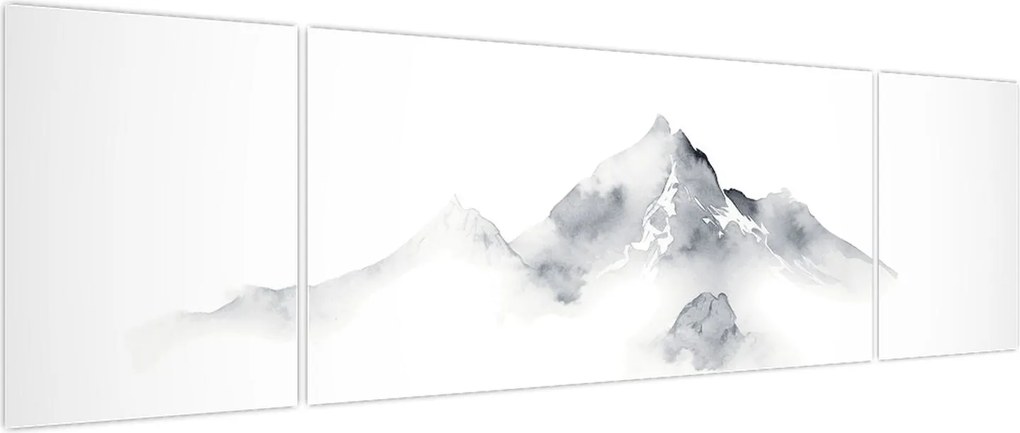 Obraz - Obraz gór namalowany tuszem (170x50 cm)