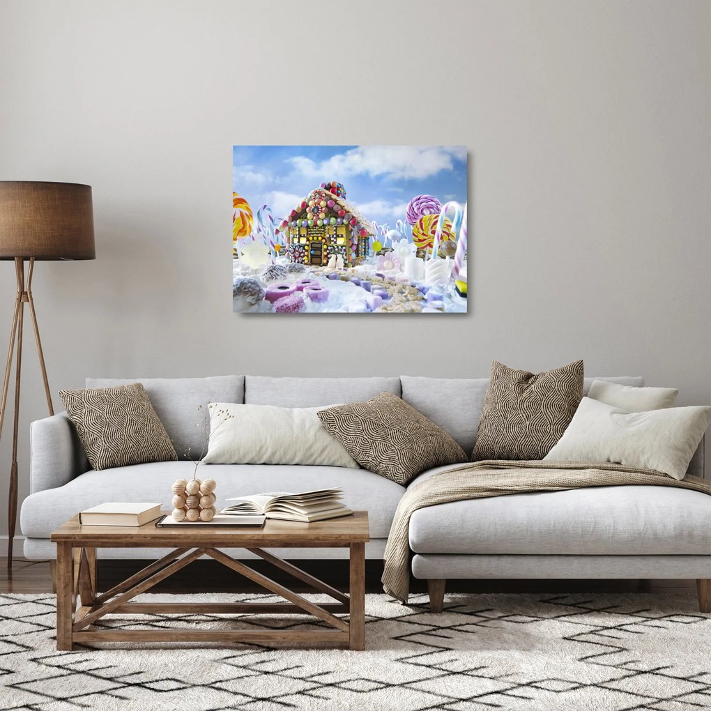 Obraz na szkle - Chatka z piernika (70x50 cm)