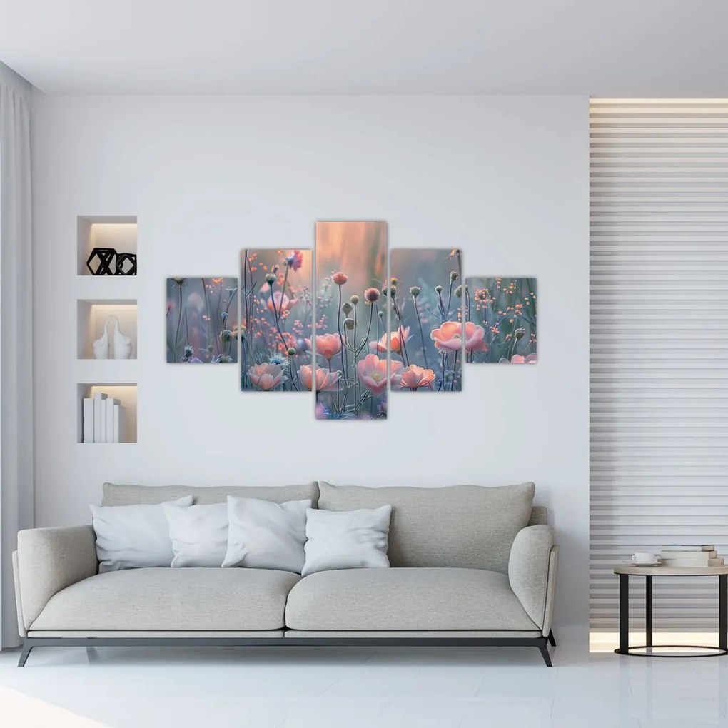 Obraz - Kwiaty w pastelowych kolorach (125x70 cm)
