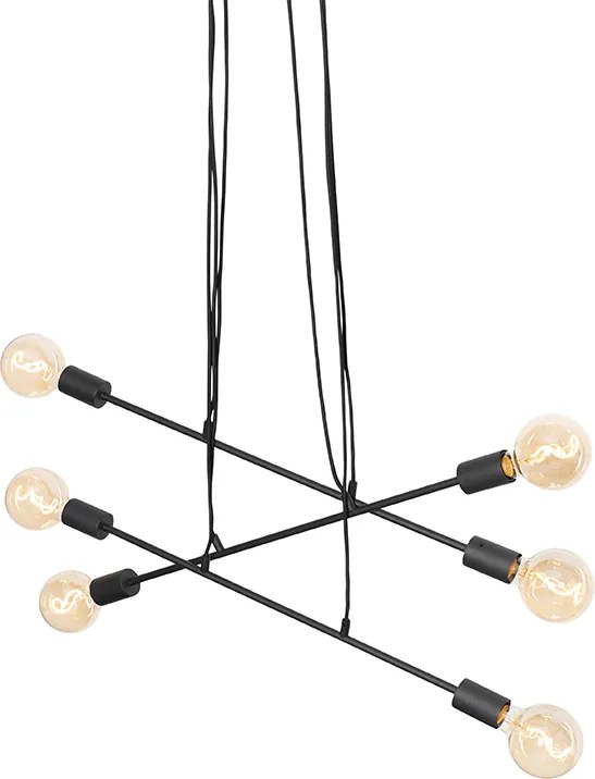 Nowoczesna lampa wisząca czarna 80 cm 6-światłowa - Sydney