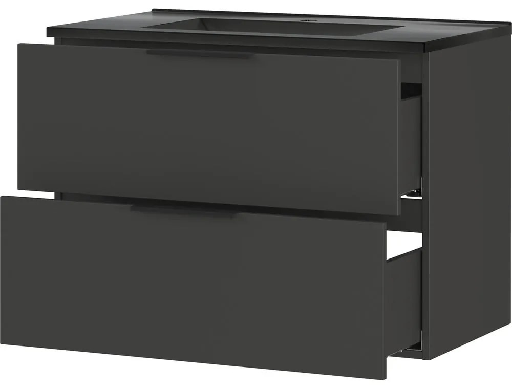 Czarno-antracytowa wisząca szafka z umywalką 81x61 cm Crandon – Germania