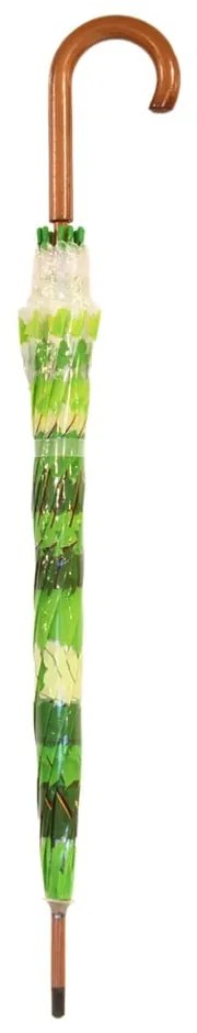 Przezroczysty parasol z zielonymi detalami odporny na wiatr Esschert Design Ambiance Birdcage Leaf, ⌀ 92,5 cm