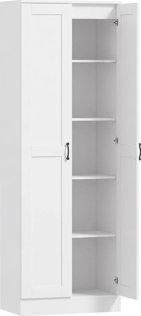 HOMCOM Szafa na zapasy 175 cm z miejscem do przechowywania, szafka kuchenna z drzwiami Soft-Close i regulowanymi półkami, biały | Aosom PL