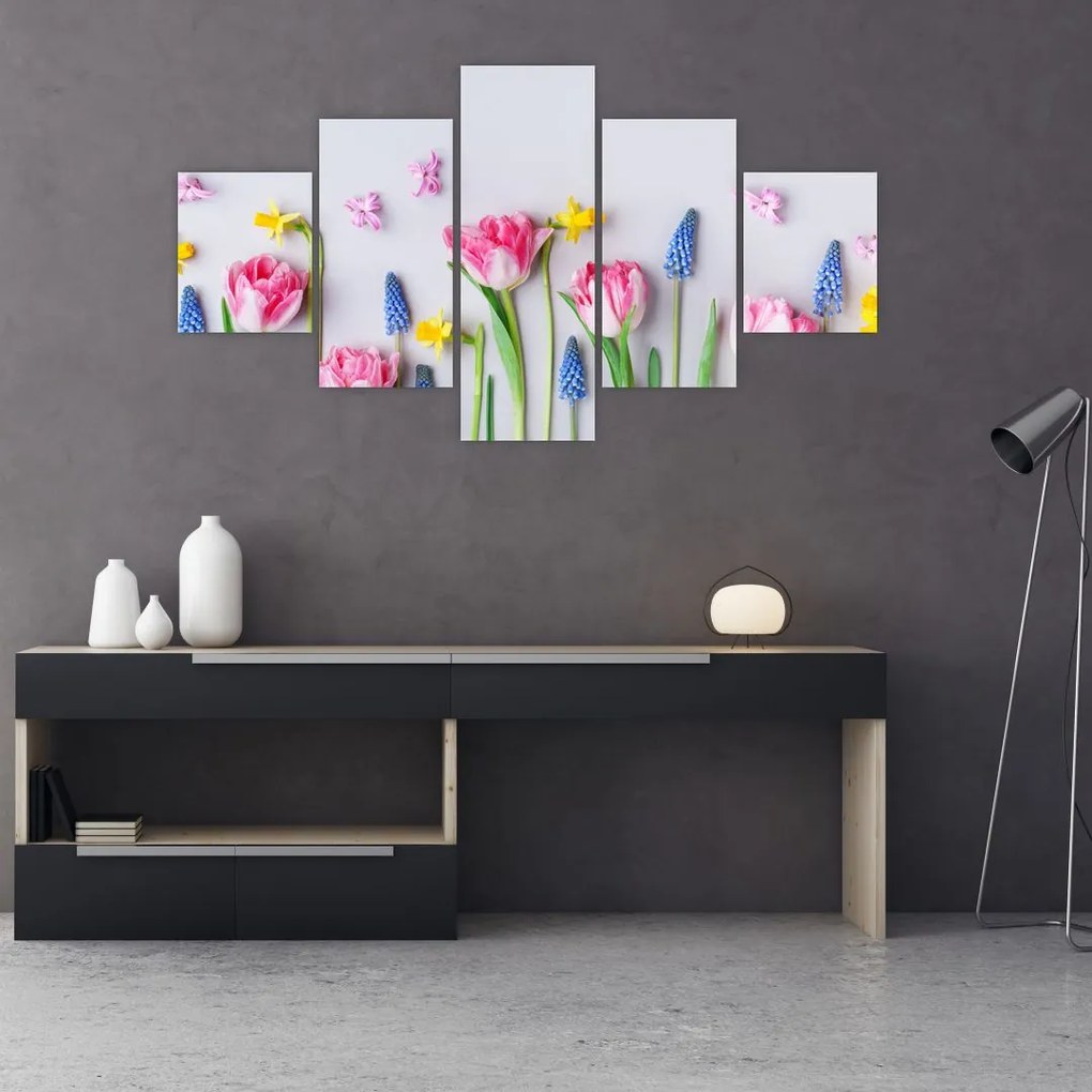 Obraz wiosennych kwiatów (125x70 cm)