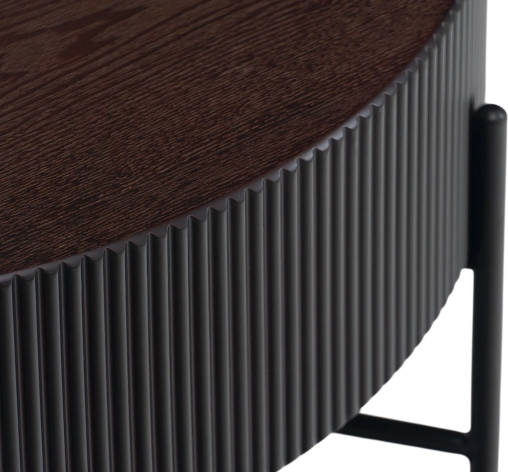 Stolik kawowy Corbi 80 cm do salonu - ciemny orzech / czarny mat