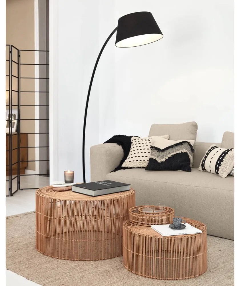 Rattanowe okrągłe stoliki zestaw 2 szt. w naturalnym kolorze ø 66 cm Elmima – Kave Home