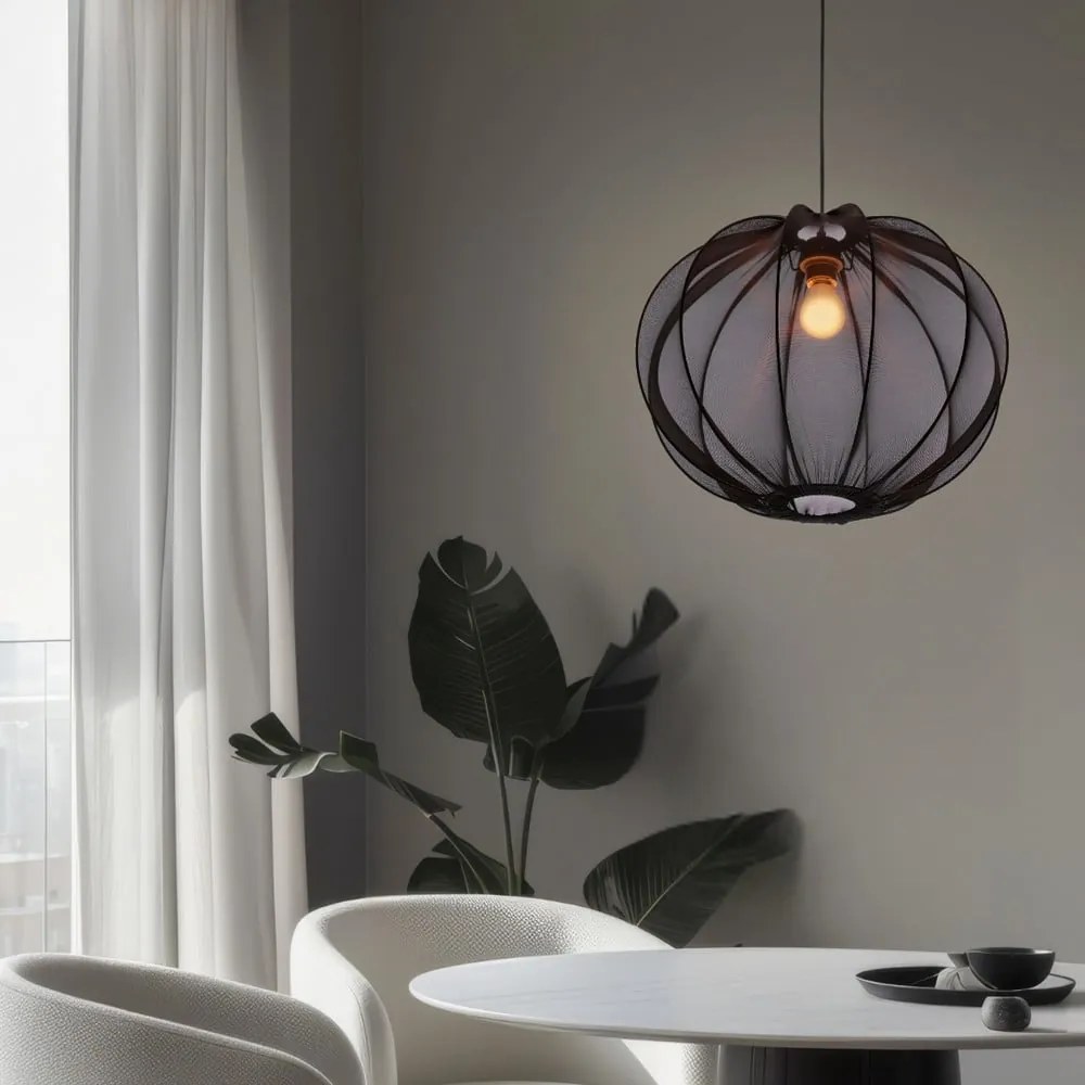 Czarna lampa wisząca z tekstylnym kloszem ø 52 cm Mellow – Candellux Lighting