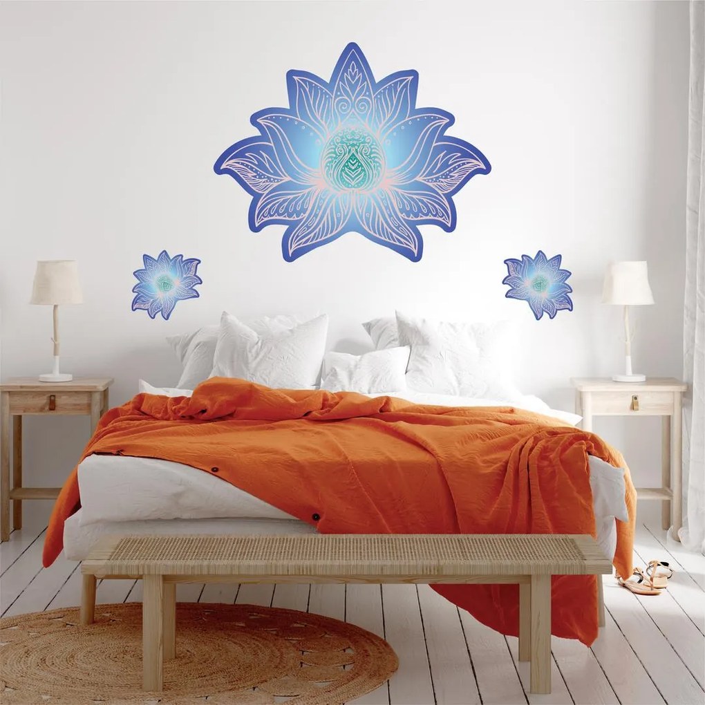 Naklejki na ścianę - Lotosowa mandala niebieska