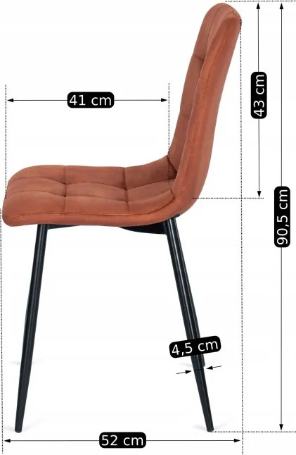 Krzesło Tapicerowane do Jadalni PERU Rude Welurowe Nowoczesne Loft
