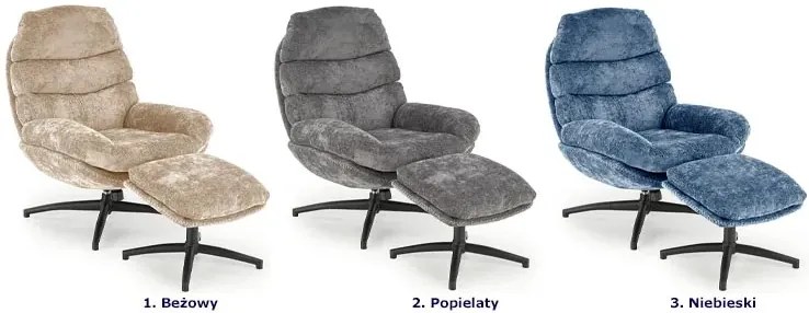 Niebieski fotel z funkcją kołyski i podnóżkiem Z9-K44