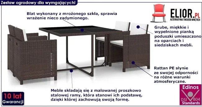 Brązowy 5-częściowy zestaw nowoczesnych mebli ogrodowych Oraso 2X