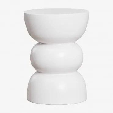 Okrągły Stolik Pomocniczy Ø35 Cm Z Dolomitu Tiyi Distressed White - Sklum