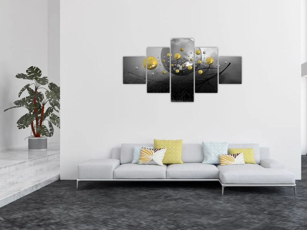 Obraz złotych abstrakcyjnych kul (125x70 cm)