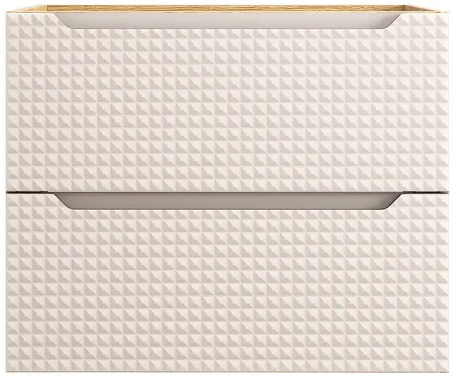 Beżowa wisząca szafka łazienkowa z szufladami 70 cm - Montans 8X