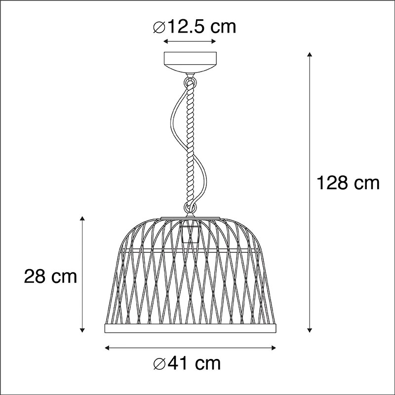 Inteligentna rustykalna lampa wisząca z rattanu w komplecie z żarówką WiFi G125 - Calamus Rustykalny / Vintage Oswietlenie wewnetrzne