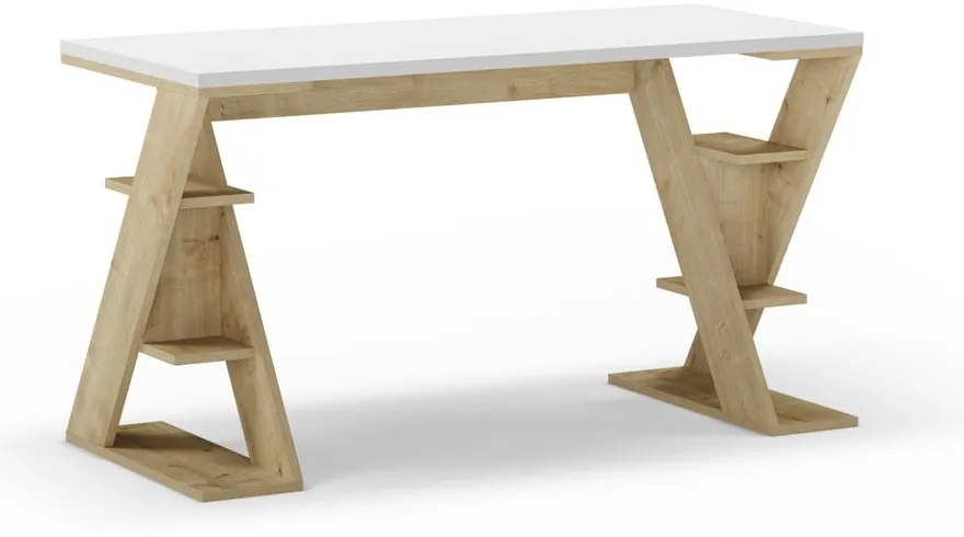 Biurko z białym blatem 60x137 cm Butterfly – Marckeric
