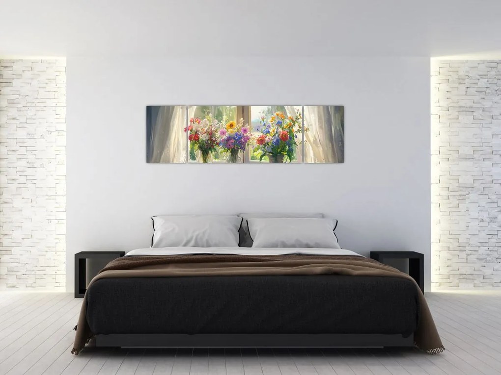 Obraz - Bukiet przy oknie (170x50 cm)