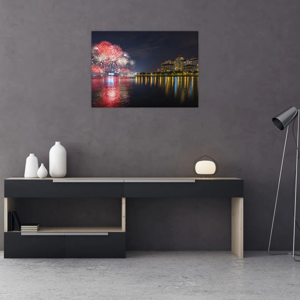Obraz fajerwerków w Singapurze (70x50 cm)