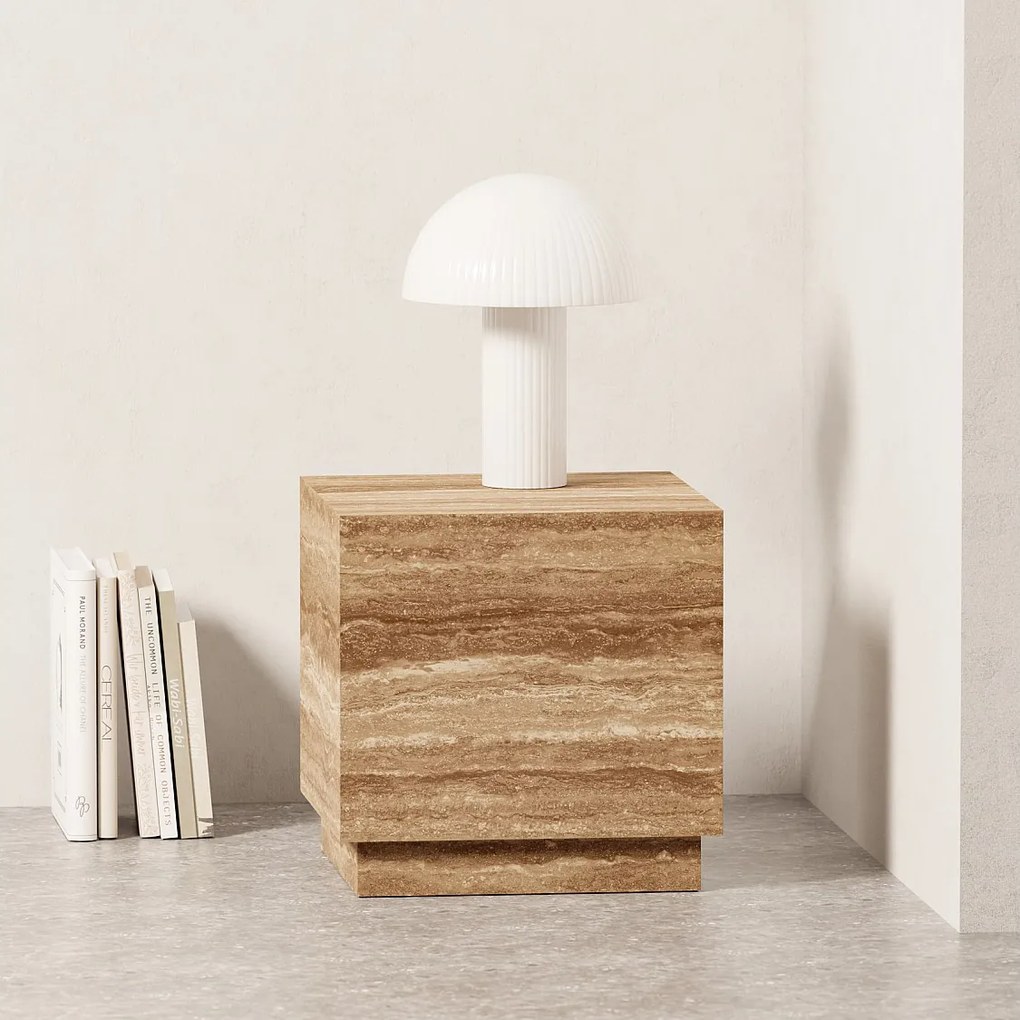 Stolik pomocniczy z trawertynu – orzech – Heron