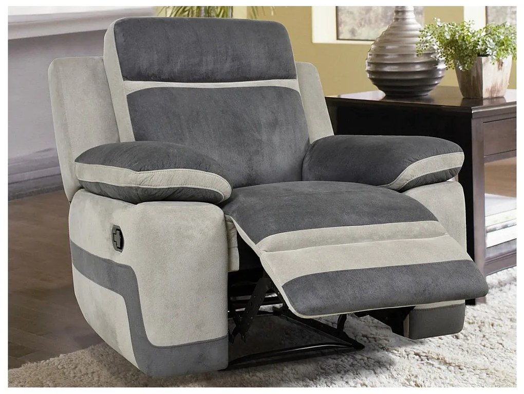 Fotel TALCA typu relaks z mikrofibry– Kolor antracytowo-jasnoszary