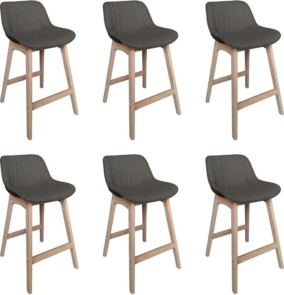 Komplet dębowych krzeseł wyspowych i barowych z siedziskiem z tkaniny MELLOW o szerokości 65 cm