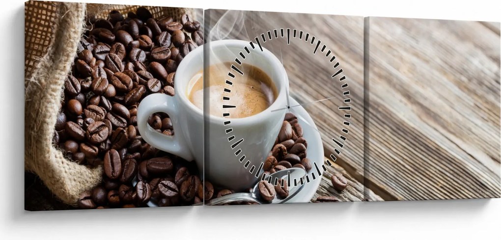 Obraz - Espresso (z zegarem) (90x30 cm)