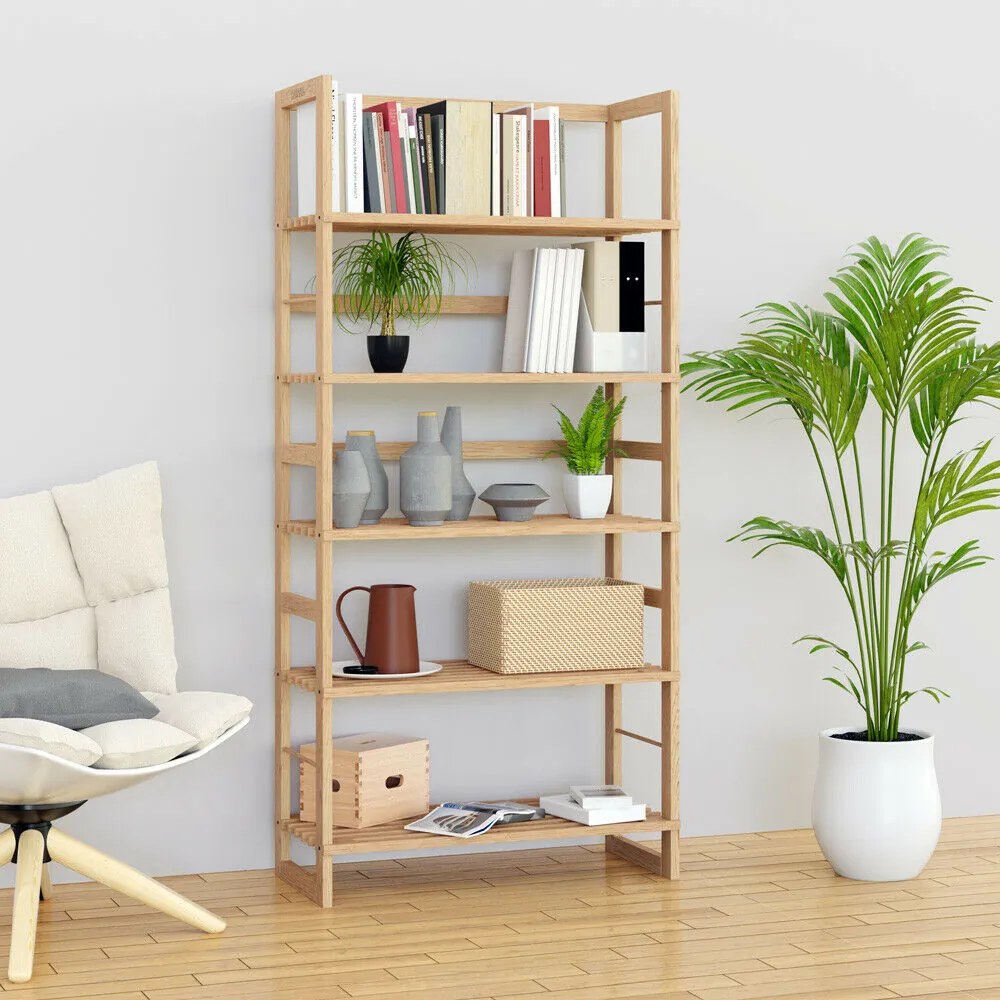 Drewniany regał ÖLAND, 58x27x136cm, 5 półek, brązowy Casaria