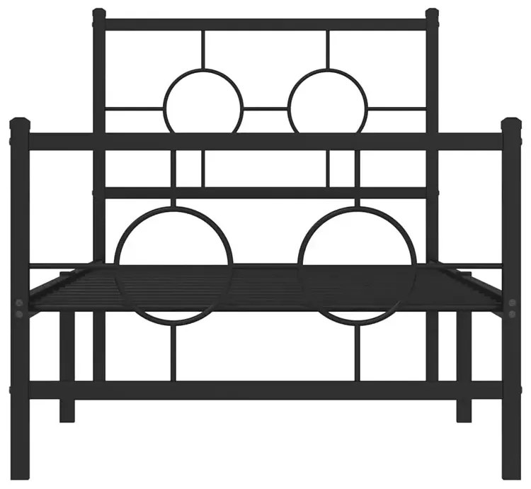Czarne metalowe łóżko loftowe z zagłówkiem 80x200 cm - SLIM