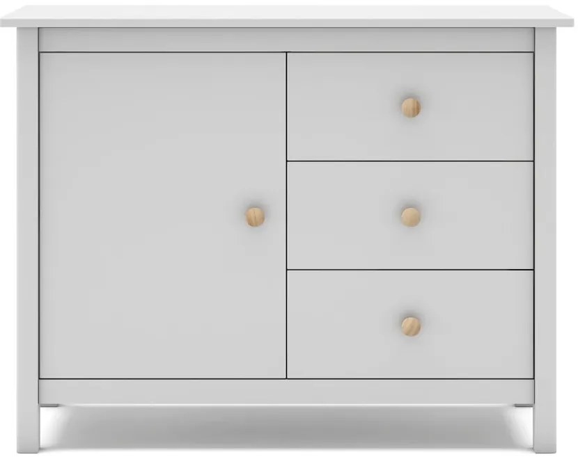Biała niska komoda dziecięca z drewna sosnowego 90x80 cm Max – Marckeric