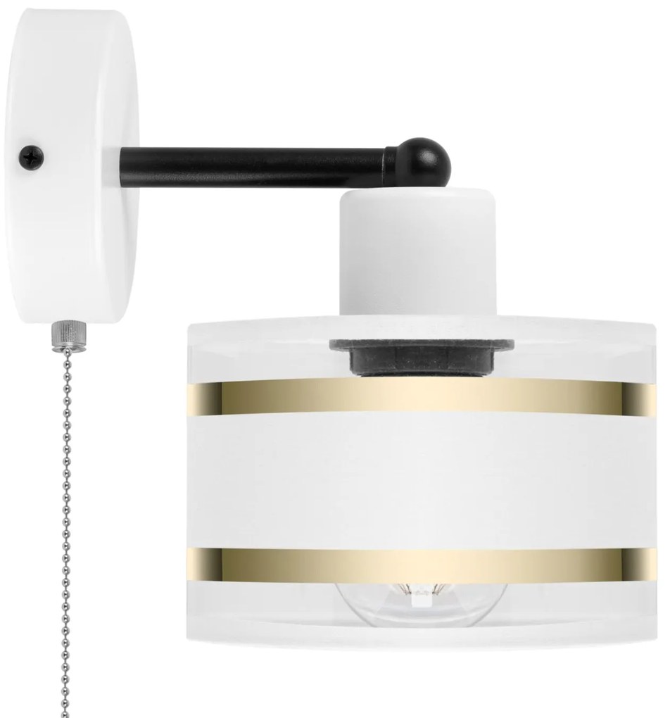 Biały kinkiet LED z włącznikiem z białym abażurem SHWD-TI-1010WE-WE je