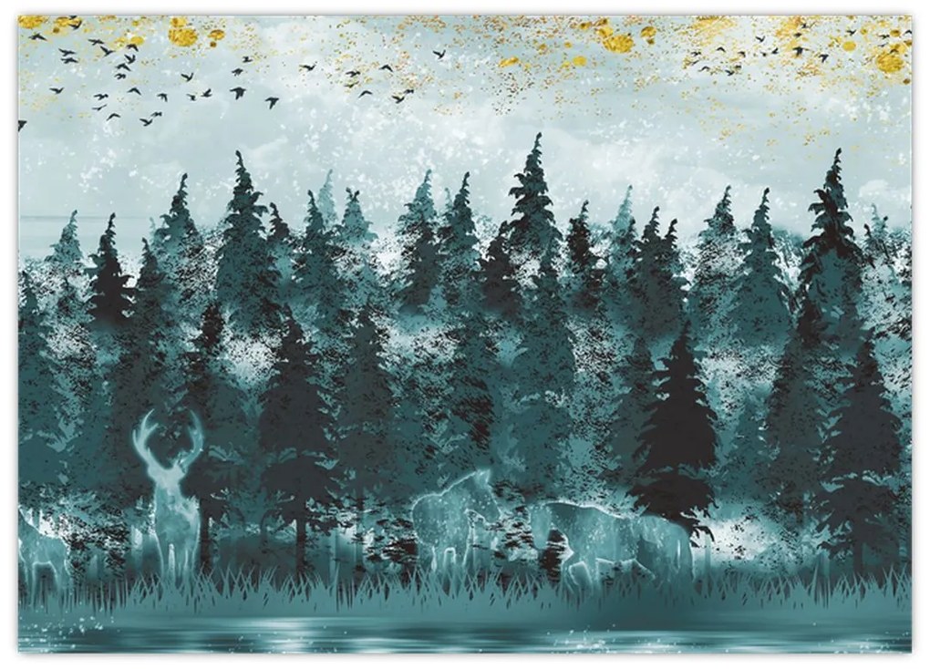 Obraz - Zwierzęta w lesie (70x50 cm)