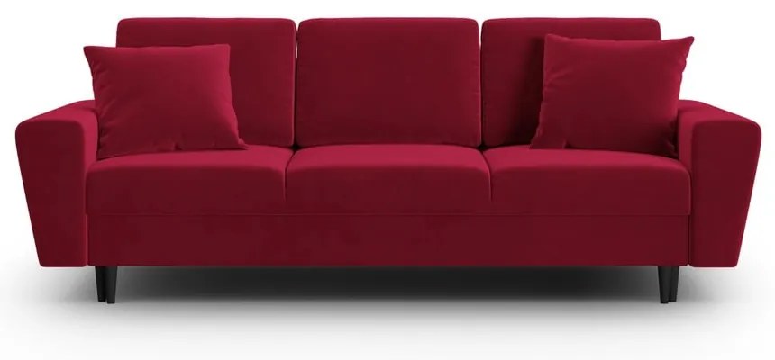 Czerwona aksamitna rozkładana/ze schowkiem sofa 235 cm Kyoto – Cosmopolitan Design