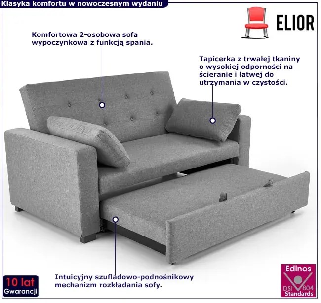 Popielata wypoczynkowa sofa rozkładana W2-L97