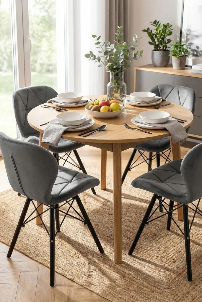 Zestaw 4 szt szarych krzeseł tapicerowanych B1-Z22