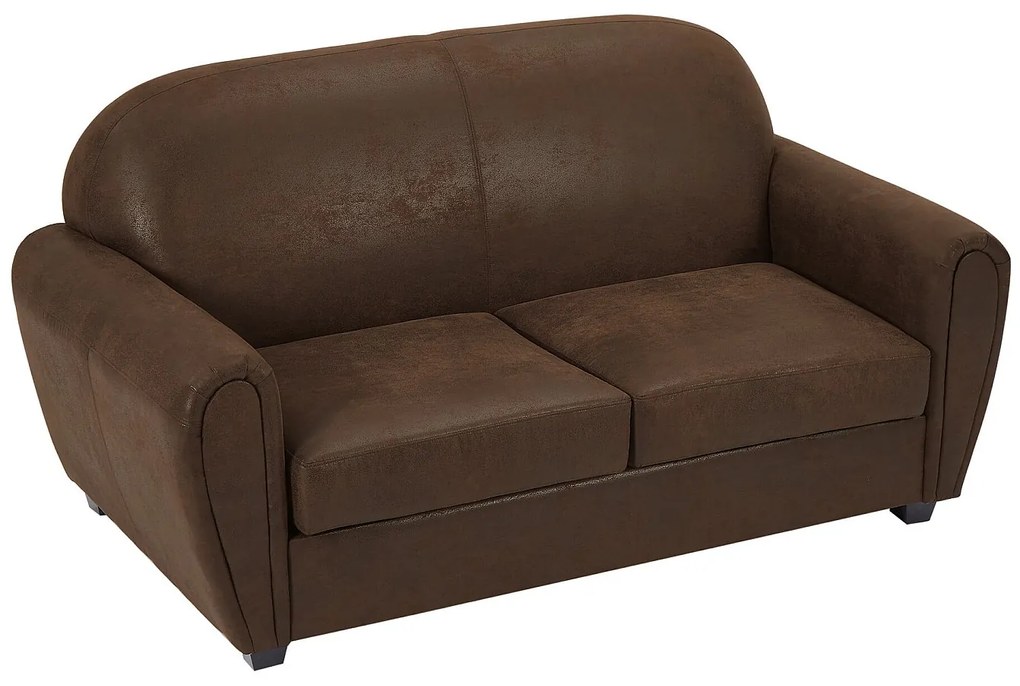 Kanapa 3-osobowa z mikrofibry imitującej postarzoną skórę w stylu klubowym VICTORY II