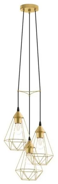 Eglo 79262 - Lampa wisząca na przewodzie BYRON 3xE27/60W/230V mosiądz