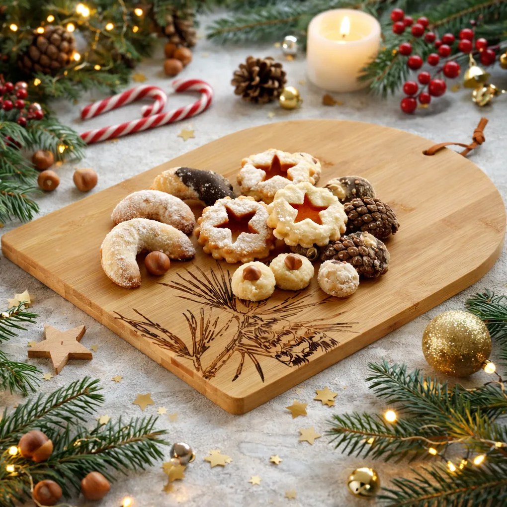 Świąteczna taca bambusowa 35 × 26,5 × 1,5 cm