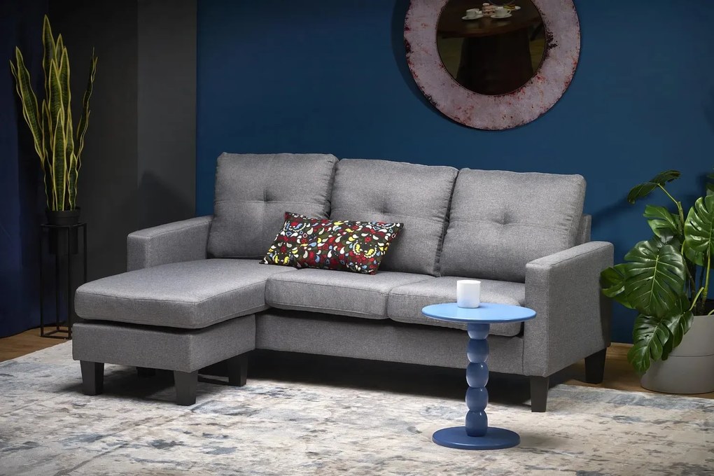 Sofa GERSON szara z podnóżkiem HALMAR