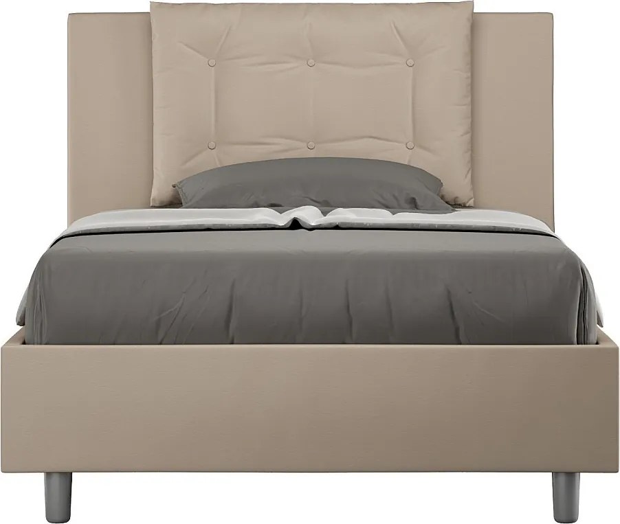 Łóżko bez stelaża tapicerowane 120x190 sztucznej skóry szaro-beżowy Annalisa