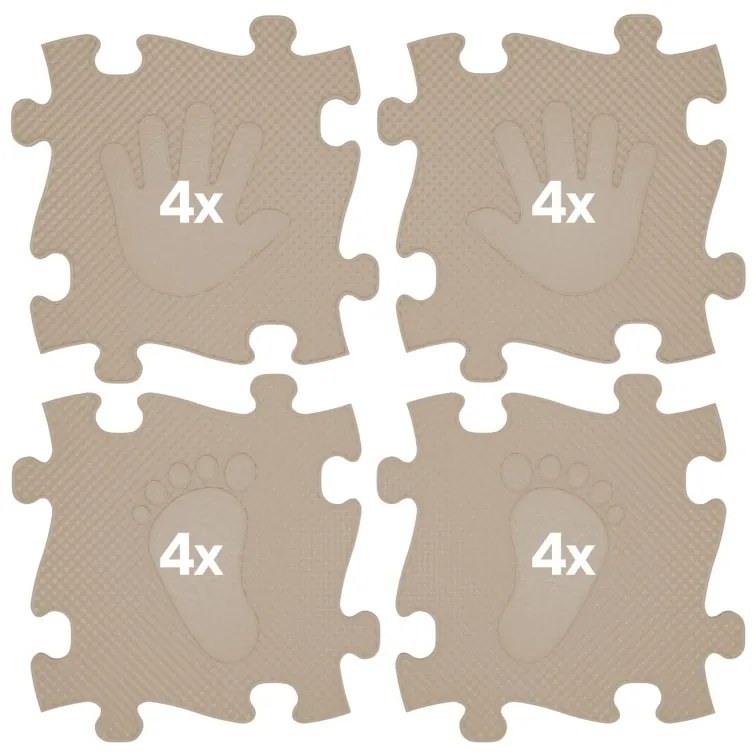 Woopie mata sensoryczna ortopedyczna puzzle ręce i nogi 16 el. - kolor beżowy