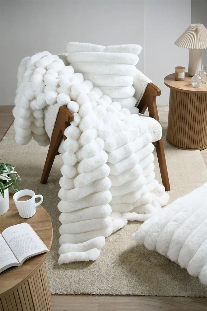 Koc puszysty POLARY, w grube prążki, 130 x 160 cm