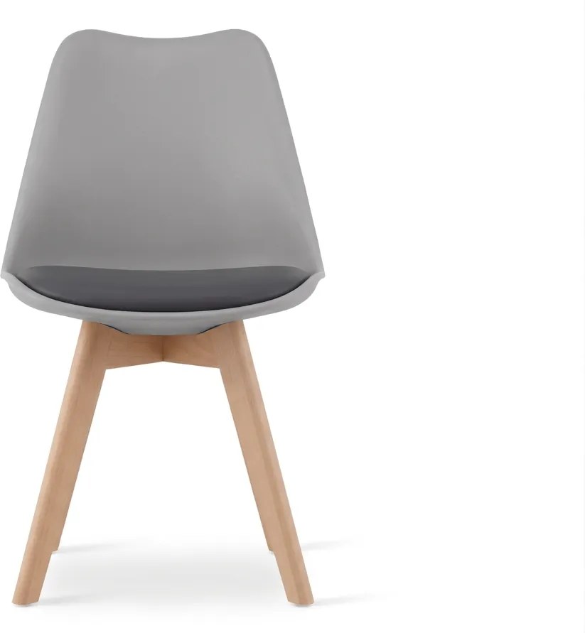 Szare krzesło BALI MARK z bukowymi nogami, ciemnoszare siedzisko