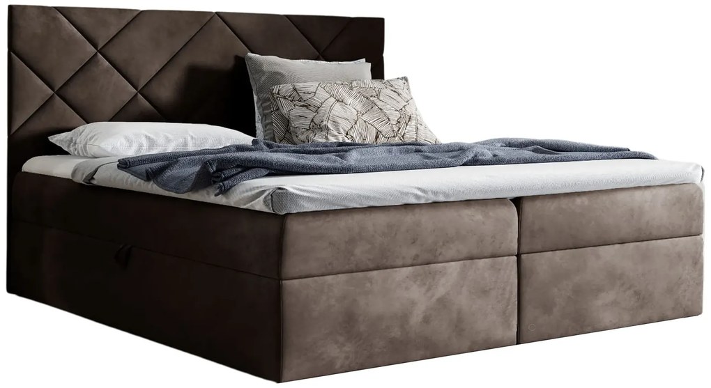 Ciemnobrązowe łóżko pikowane 5 rozmiarów M6-T27