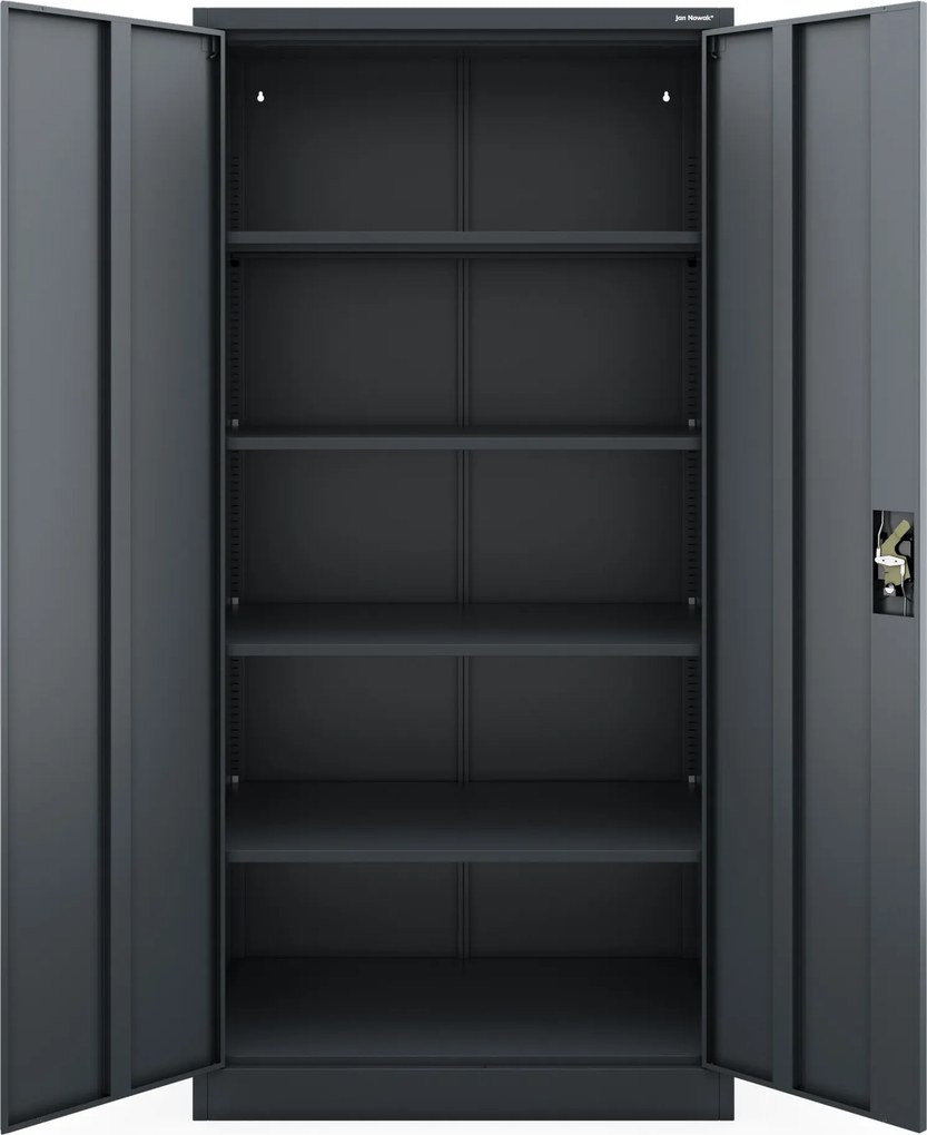 Szafa biurowa metalowa głęboka na dokumenty antracytowa, 900x1850x600 mm: JAN D600