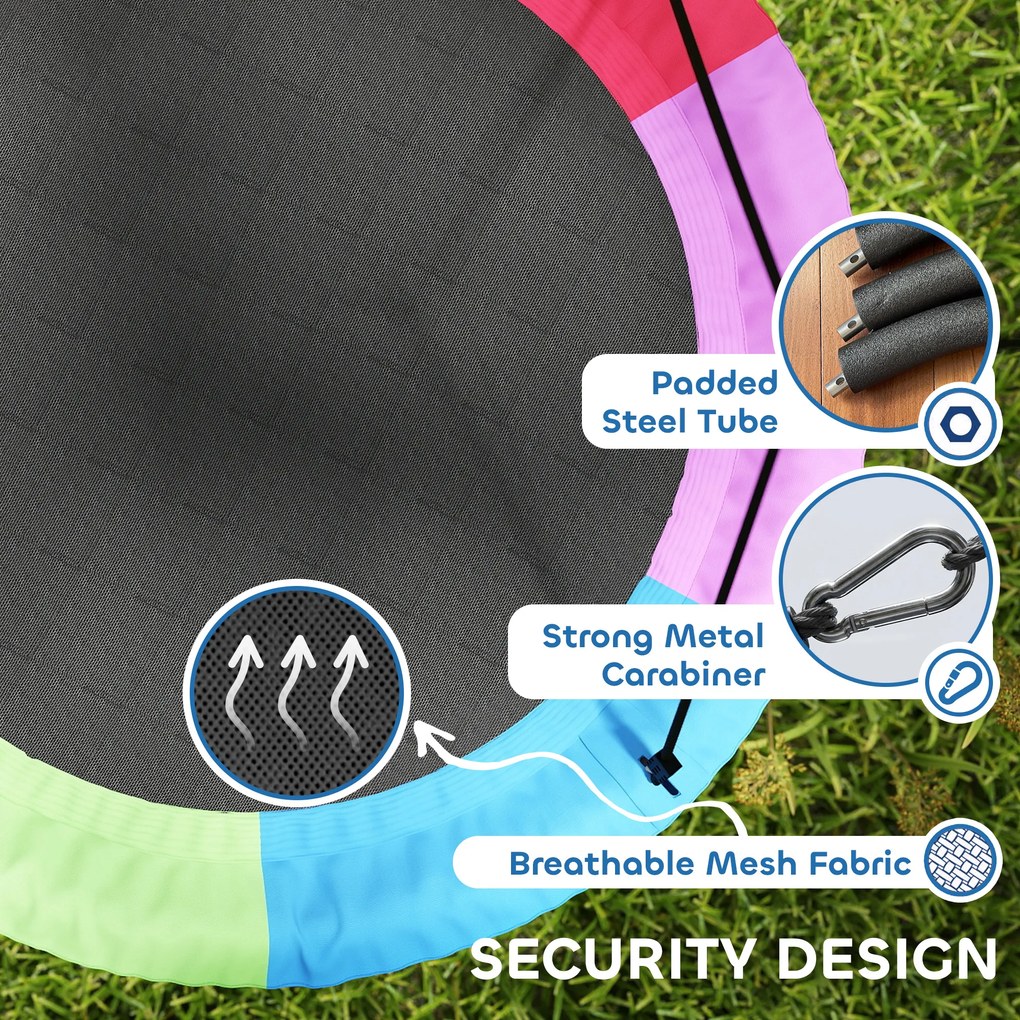 AIYAPLAY Huśtawka Gniazdo Regulowana do 300 kg z Regulowanymi Linami 100 x 100 x 180 cm Wielokolorowa | Aosom PL